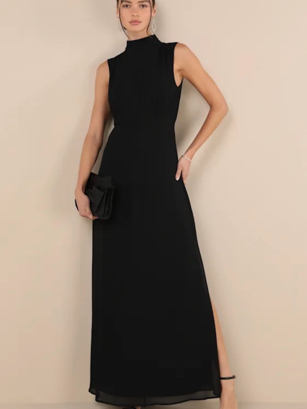 Lulu's Black High-Neck Sleeveless Maxi Dress